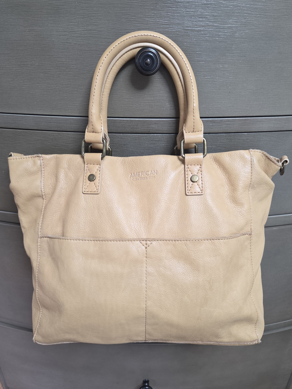 American Leather Light Tan Tote Bag